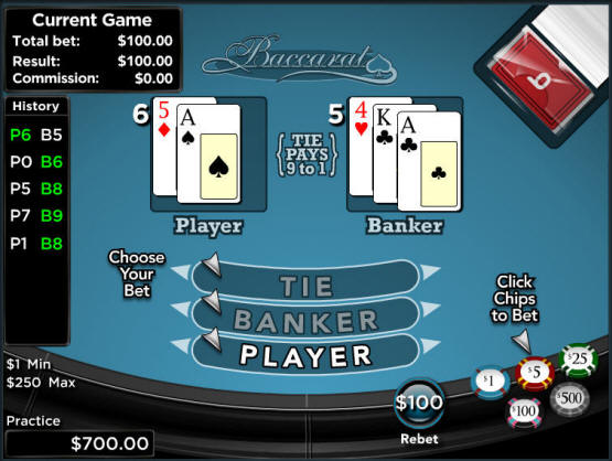 Bodog Casino Baccarat Table