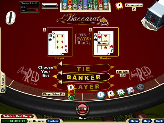 Cherry Red Casino Baccarat Table