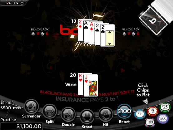 Bodog Casino Blackjack Table