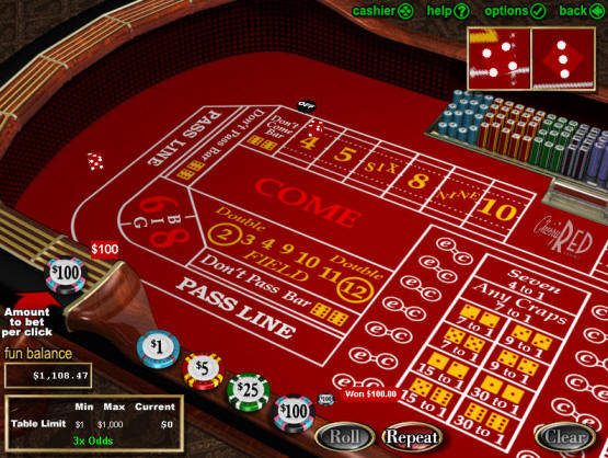 Cherry Red Casino Craps Table