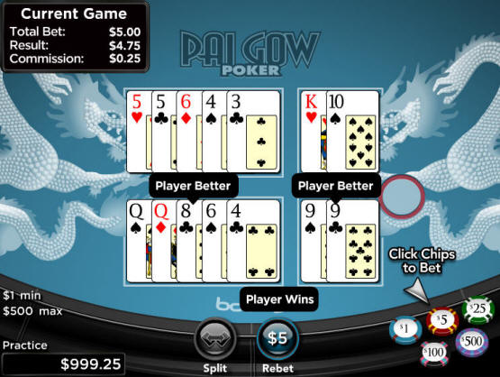 Bodog Casino Pai Gow Poker Table