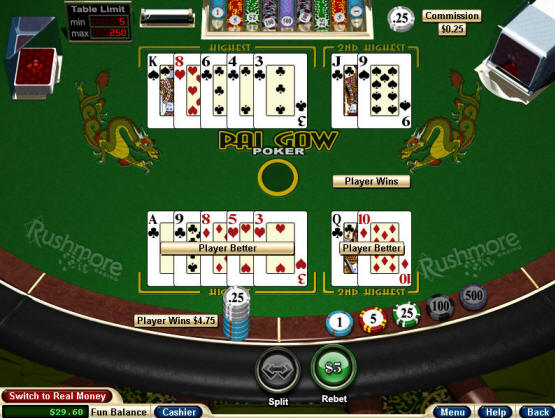 Rushmore Casino Pai Gow Poker Table