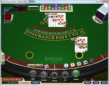 Blackjack at Rusmore Casino