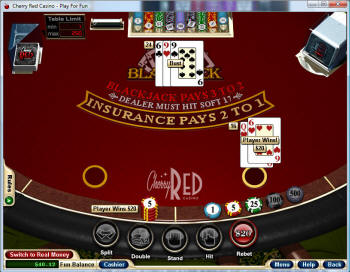 Blackjack Table at Cherry Red Casino